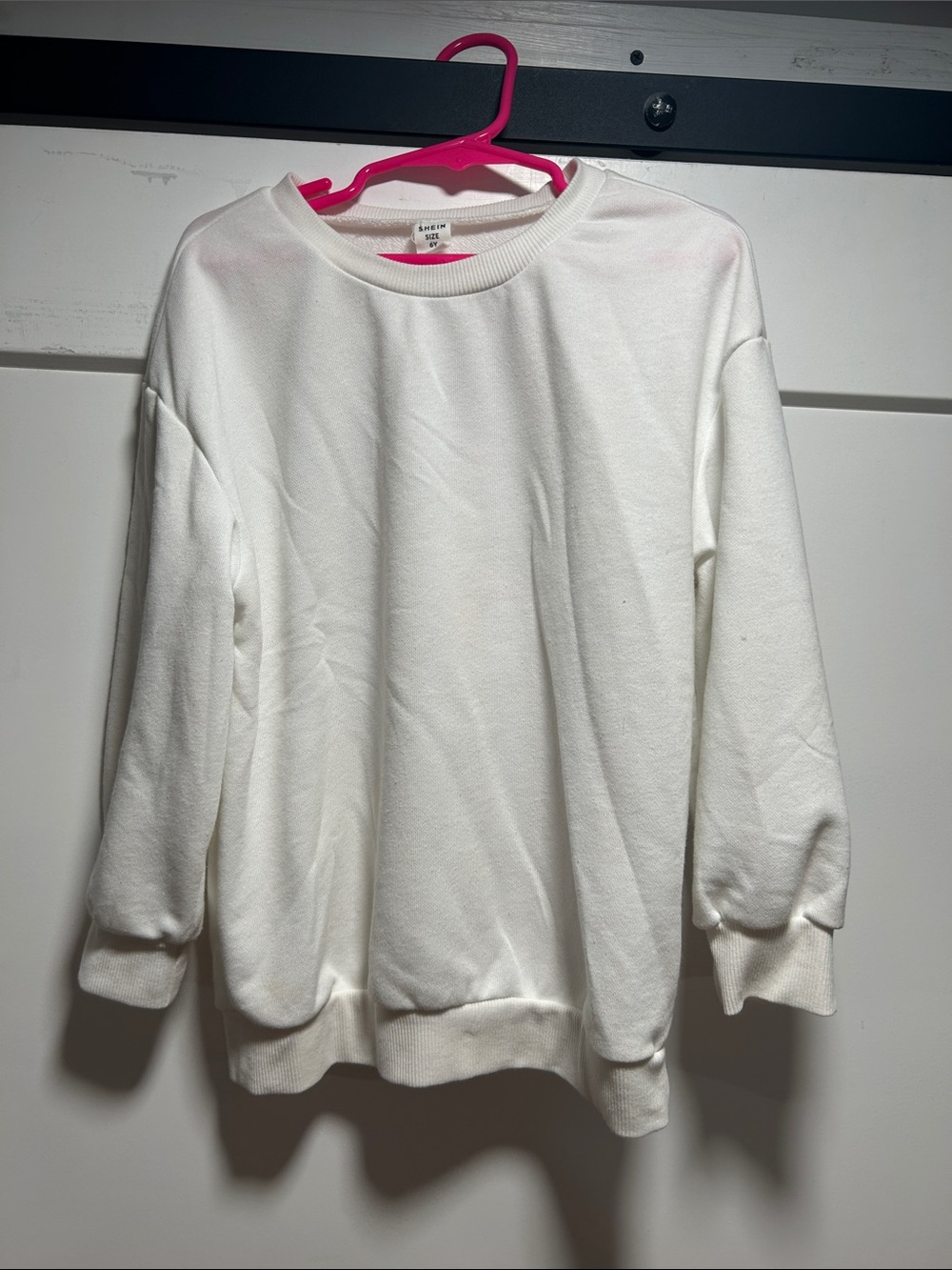 SHEIN White Crewneck Pullover Sweatshirt for Kids